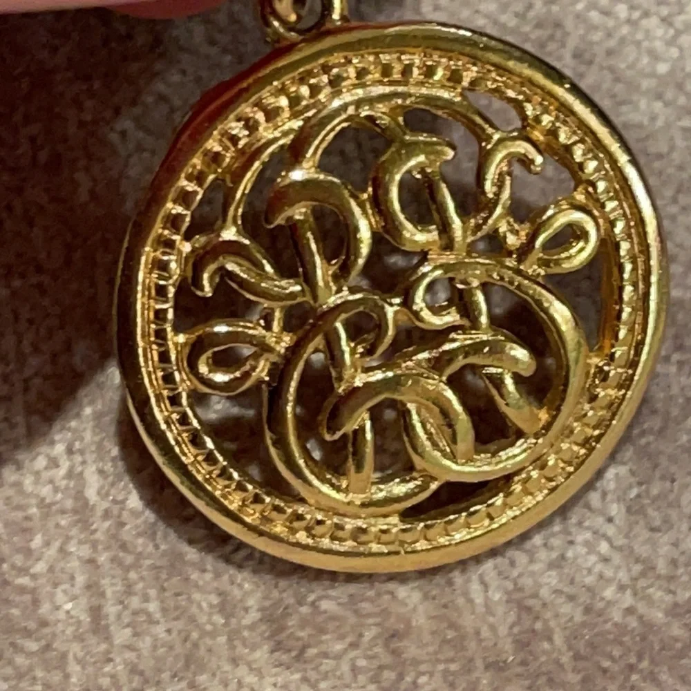 Scroll Design Post Dangle Earrings Gold Round